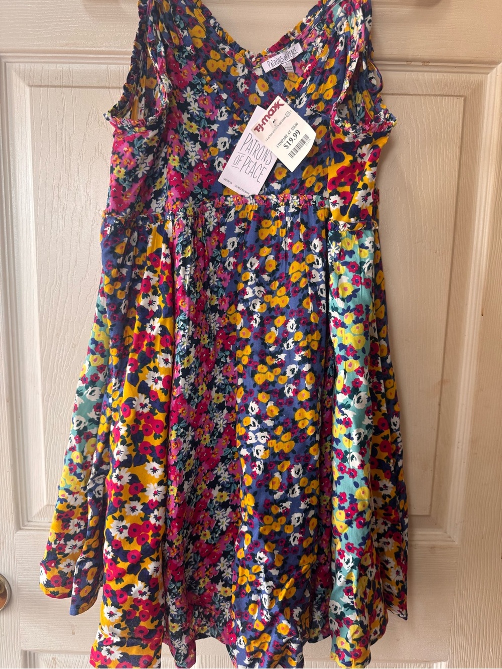 Patrons of Peace women’s Bright Floral Sundress in Navy, Pink & Yellow